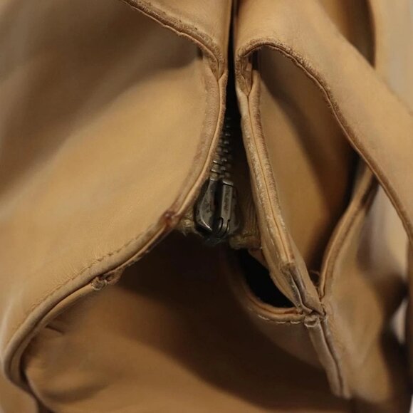 CHANEL COCO Mark Tote Bag Lamb Skin Beige Silver CC Auth 132122 - Picture 11 of 16